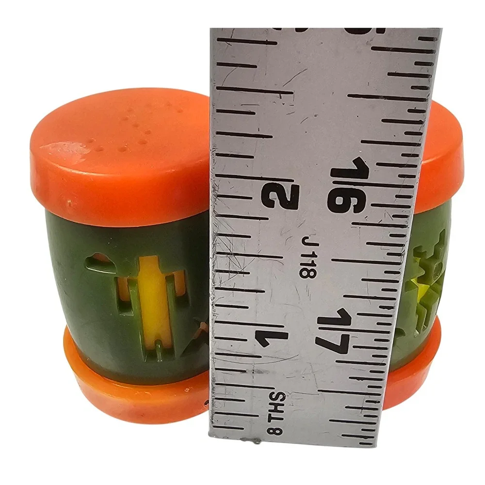 Vintage St. Labre Indian School Montana Plastic Salt Pepper Shakers Green Orange